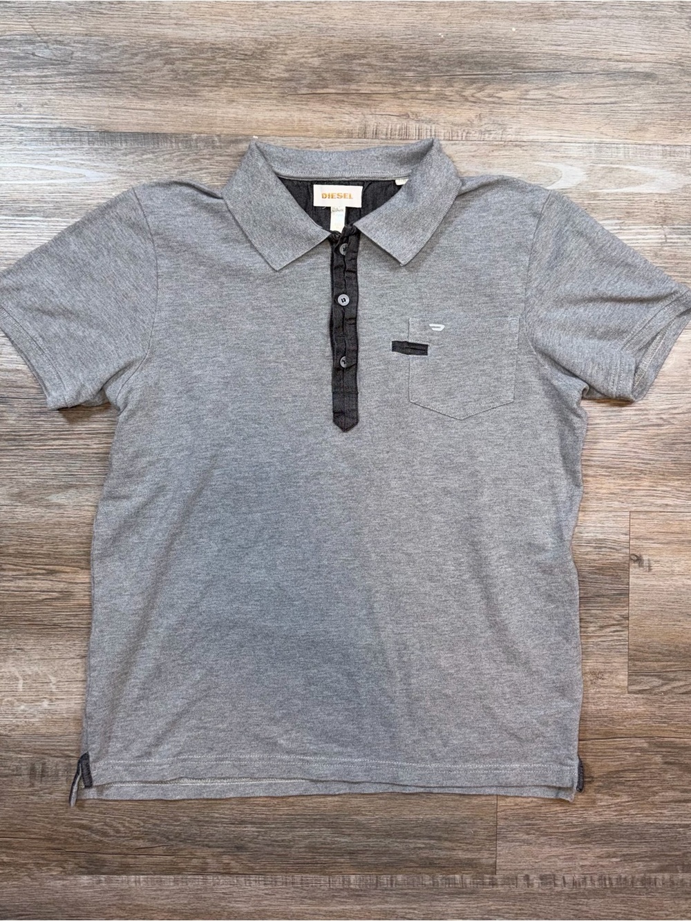 VTG Diesel Shirt Mens Medium Classic Grey Short Sleeve Button Up Casual Polo